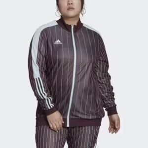 Adidas Originals Tiro 21 Pinstripe Women Jacket Maroon Blue Stripe Track Top L